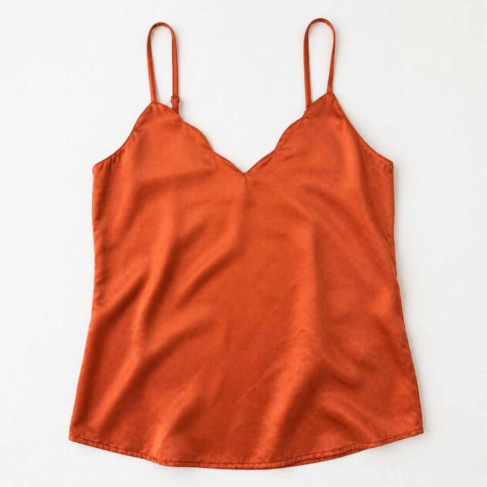Monteau Los Angeles Satin Cami Rust Orange Silky Tank Size S
